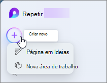 Loop Criar novo e menu de lista pendente.