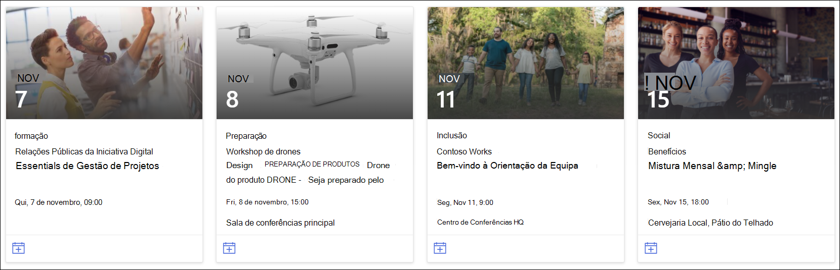 peça Web de eventos