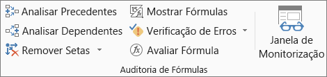 Grupo Auditoria de Fórmulas no separador Fórmula