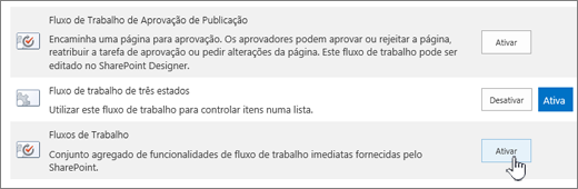 Funcionalidade de recolha de site que permite fluxos de trabalho