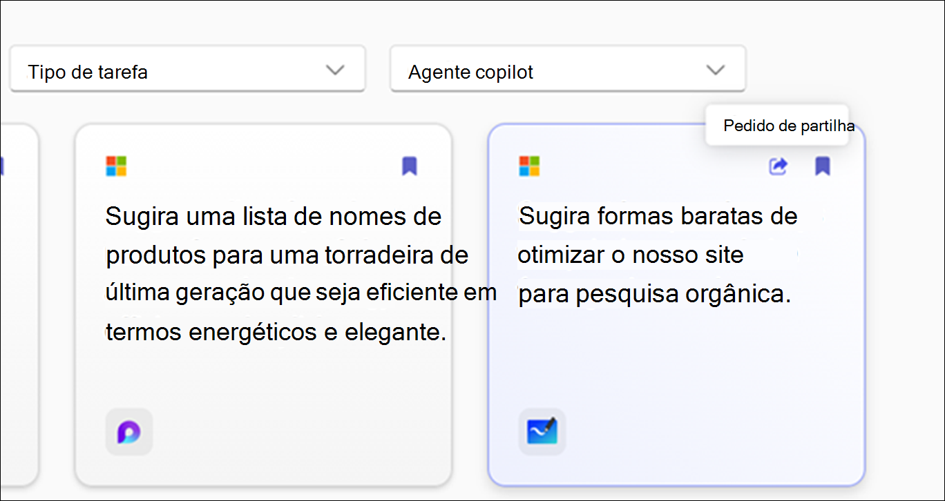 Pedidos para experimentar a página que mostra os pedidos disponíveis com opções de filtro, como a Aplicação, a tarefa e o tipo de tarefa.