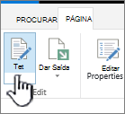 Separador de página com botão editar realçado