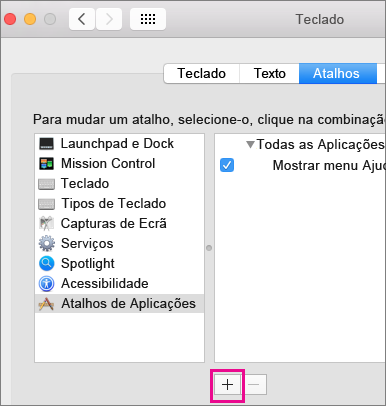 Atalho de teclado personalizado do Office 2016 para Mac