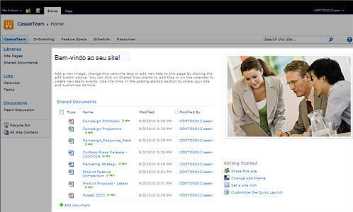 Páginas principais do SharePoint 2010