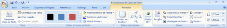 Imagem do separador Formatar das Ferramentas de Caixa de Texto