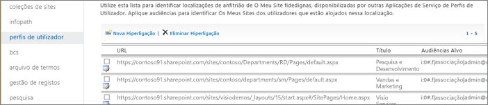 Imagem de tela das configurações de Sites Promovidos de Gestão