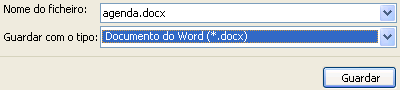 Guardar um ficheiro como .docx