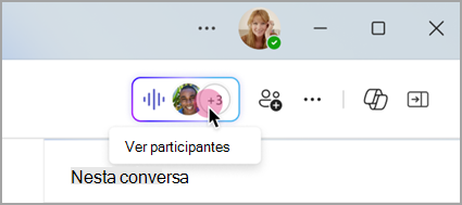 Selecione o indicador dinâmico numa conversa de grupo para ver os participantes da reunião instantânea.
