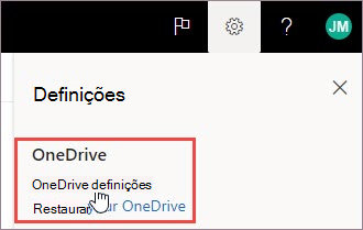 Selecionar definições do OneDrive