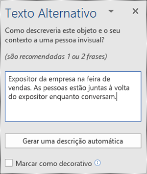 Caixa de diálogo Texto Alternativo do Word para Windows