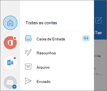 Adicionar contas no Outlook mobile