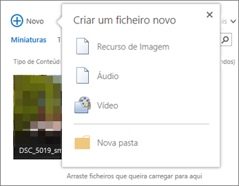 Criar uma caixa de diálogo de documento com o botão +Novo