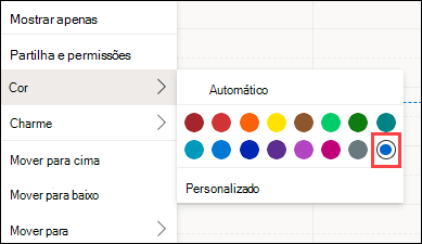 Seleção de Cores do Calendário Web do Outlook com Personalizado