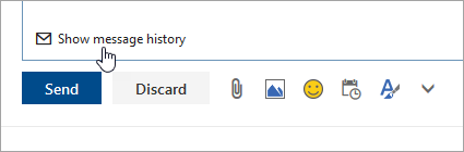 Uma captura de ecrã do botão Mostrar histórico de mensagens.