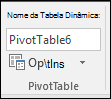 Caixa nomear uma tabela dinâmica a partir das Ferramentas de Tabela > analisar > nome da tabela dinâmica