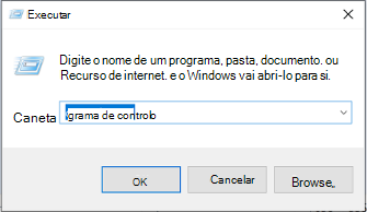 Imagem do diálogo "run" do Windows