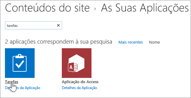Escreva "tarefa" na caixa de pesquisa e, em seguida, selecione a tarefa