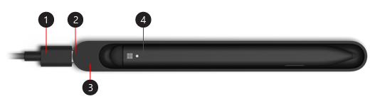 Imagem da Surface Slim Pen a carregar na base de carregamento USB-C