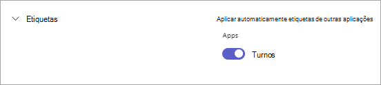 O seletor Turnos nas definições do Teams para etiquetas baseadas em turnos no Teams.