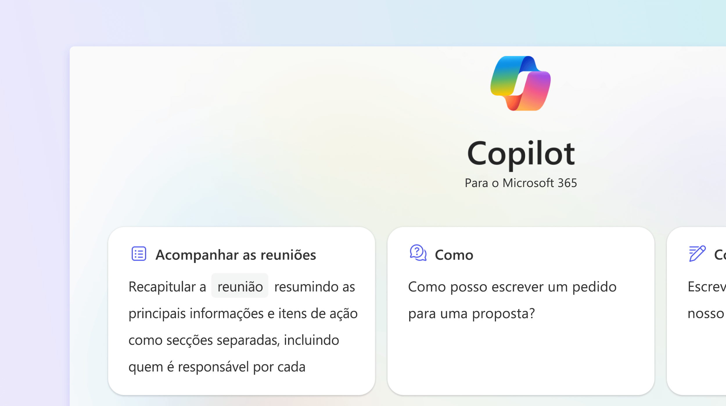 Captura de ecrã a mostrar o Microsoft 365 Chat a acompanhar reuniões.