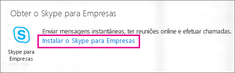Captura de ecrã do botão Instalar do Skype para Empresas no portal do Office 365