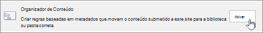 botão ativar organoeiro de conteúdo