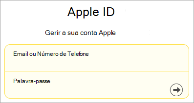 Captura de ecrã do início de sessão do Apple ID