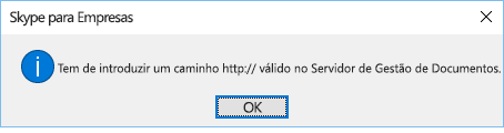 Mensagem de erro apresentada quando tenta abrir um ficheiro a partir de uma localização que não o OneDrive para Empresas