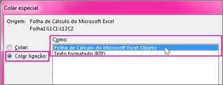Escolher o Microsoft Excel