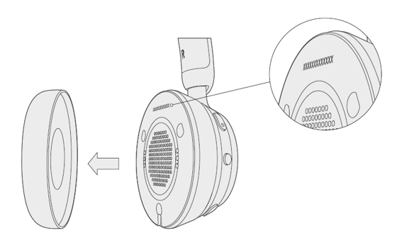 Microsoft Modern Wireless Headset com a almofada auricular removida