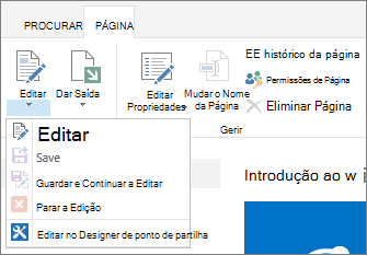 Botão Página com botões desativados