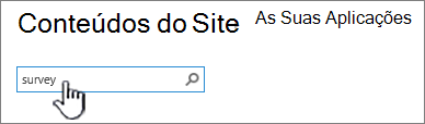 Caixa de pesquisa na página Conteúdo do Site com o inquérito escrito e realçado