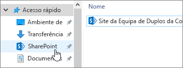 Pasta Synced SharePoint no seu PC com SharePoint selecionado