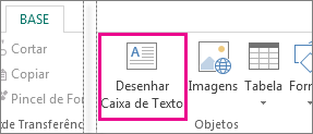 Captura de ecrã da opção Desenhar caixa de texto no Publisher.