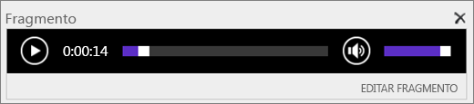 Captura de ecrã do SharePoint Online com a barra de controlo de áudio do fragmento a mostrar a duração total de um ficheiro de áudio e fornece o controlo para iniciar ou parar a reprodução do ficheiro.