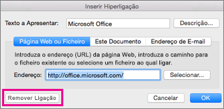 Office para Mac: Remover ligação