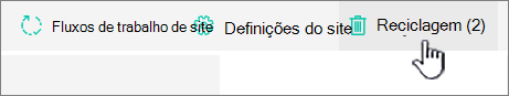 Botão Reciclagem da página Conteúdos do Site do SharePoint Online