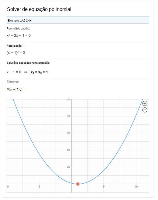 Calculadora de equações polinomiais do Bing