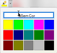 Botão do marcador de texto e galeria de cores