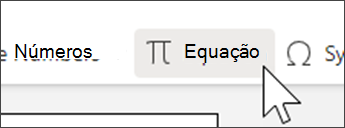 Captura de ecrã do separador equação