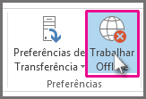 O botão Trabalhar Offline no Outlook 2013