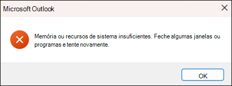 Erro de memória insuficiente do Outlook