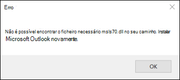 Erro de arranque clássico do Outlook