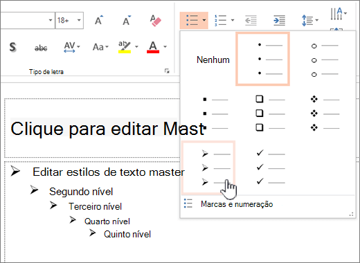 Definir a marca predefinida para todos os níveis