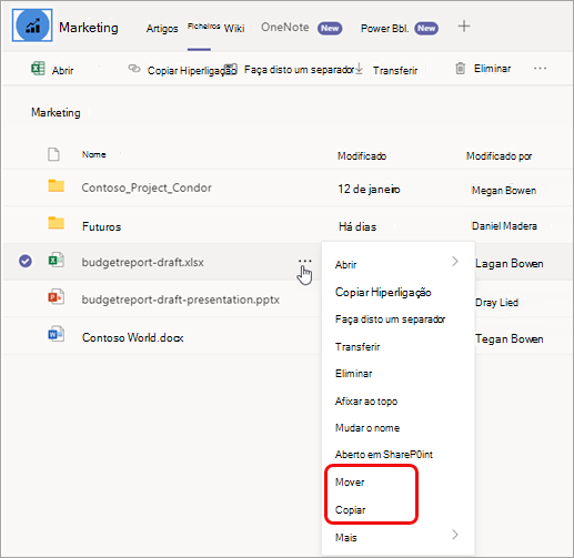 Mover ou copiar ficheiros no SharePoint - Suporte da Microsoft