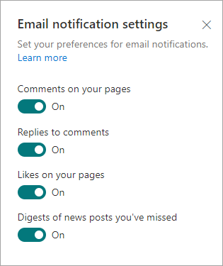 Preferências de notificação por e-mail