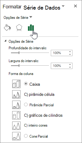 Definir as propriedades de largura e profundidade de intervalo da série de dados