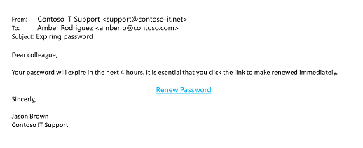Exemplo de uma mensagem de phishing