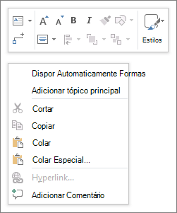 Contexto do Visio ou menu de contexto