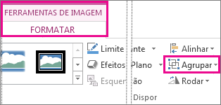 botão grupo no separador formatar ferramentas de imagem